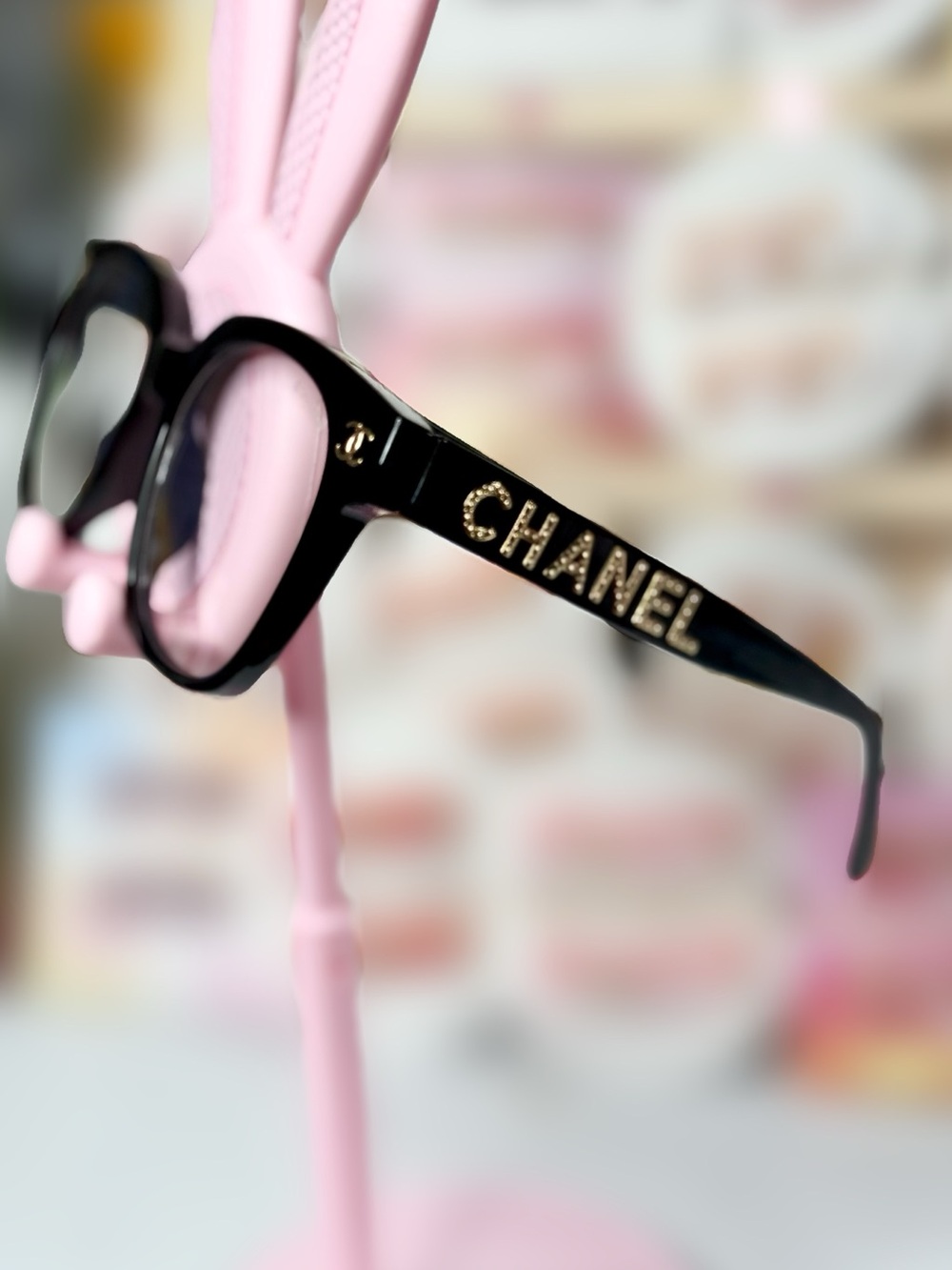 Fashion Black Frames with clear Lenses and Gold Detail